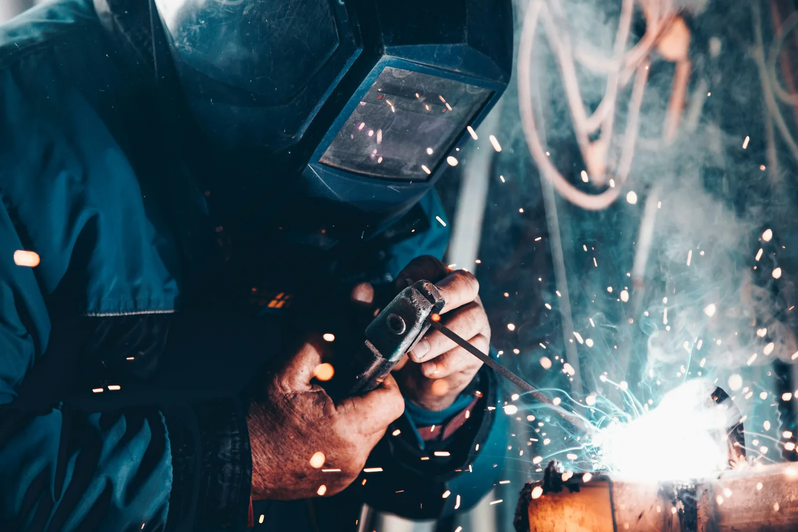 Skilled tradesperson welding